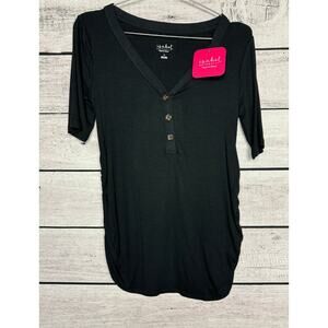 NWT Isabel Maternity Black Henley Top - Small